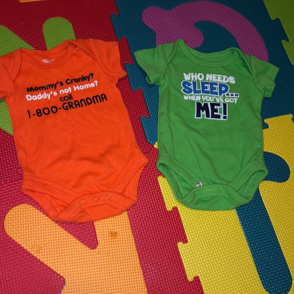 Two graphic onesies!